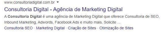 título e descrição do site sendo exibida nos resultados de buscas do Google