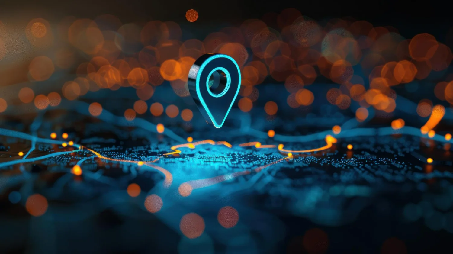 Ícone de localização em mapa digital, trazendo o conceito de GEO para negócios locais